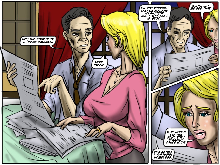 recession-blues-wife-forced-to-strip comic image 03 pic picture